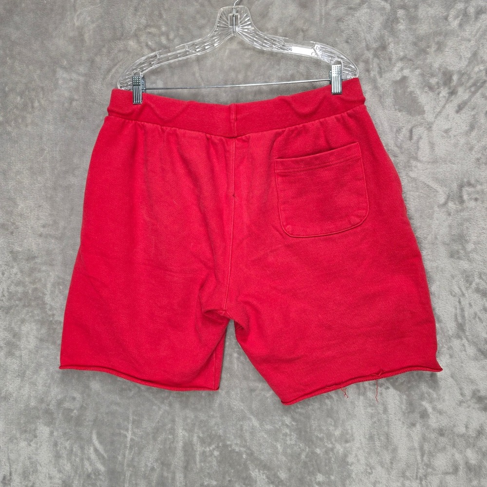 Champion Reverse Weave Shorts Mens XL Red Big Logo Cut Off Raw Hem Sweat Shorts - Picture 4 of 14